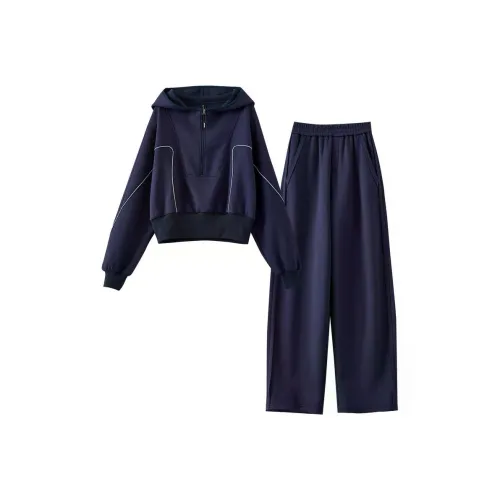 OUNIXUE Темно-синий Синий Женские Повседневные Костюмы