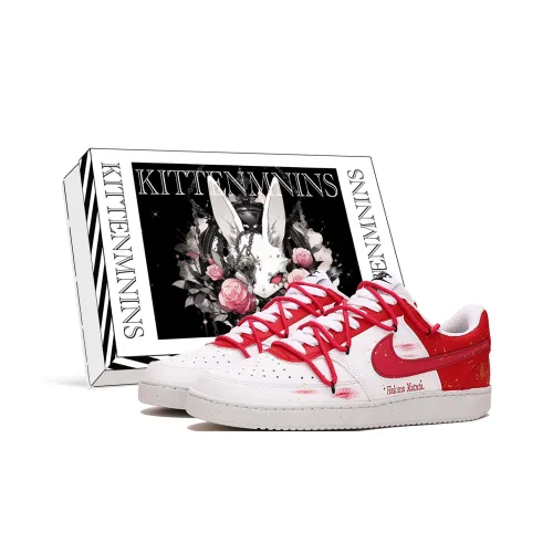 Nike Court Vision 1 Устойчивые к истиранию низкие скейтборд-кроссовки Мужские Красные Белые