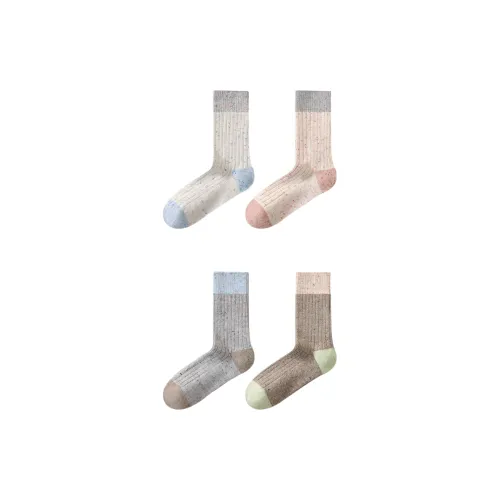 QTUR [4 пачки термические шерстяные носки] 1 пара каждого цвета женские носки