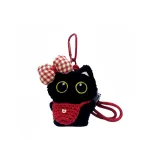 Бант, красное яблоко, трикотажная ткань, сумка через плечо с маленьким черным котом