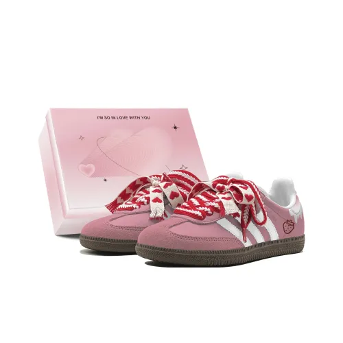 Adidas Originals SAMBA OG Парный Клубничное Сердце Девичье Сердце Тонкая Подошва Мягкий Верх Удобное Ощущение Стопы