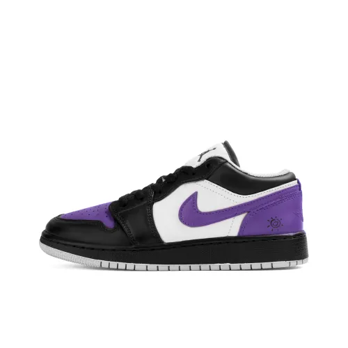 Jordan Air Jordan 1 Противоскользящие Амортизирующие Устойчивые к Износу Низкие Топы Детские Баскетбольные Кроссовки