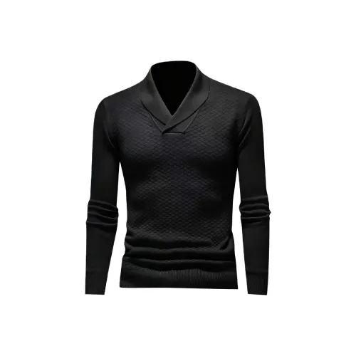 H YXIANG Высокий Отложной воротник Трикотаж Унисекс