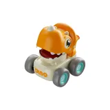 Апельсин, кнопка, свисток, динозавр, машина