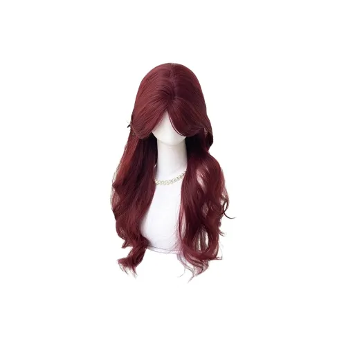 BEIQING Русалка Розово-красный CENTER Разделённая Чёлка "восьмёрка" Большая волна Длинные волнистые Женский Перука