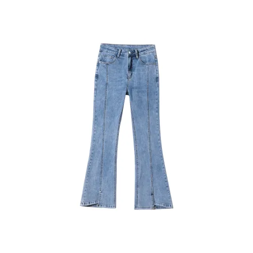 FAWENXIANGZI Джинсы Женские Светло-Синий