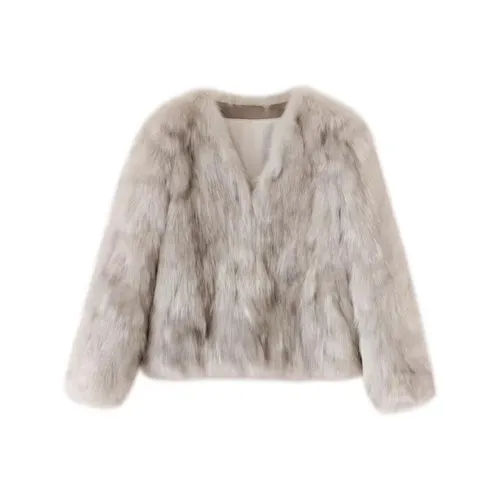 MH Смешанный Кремово-серый Женские Меховые изделия