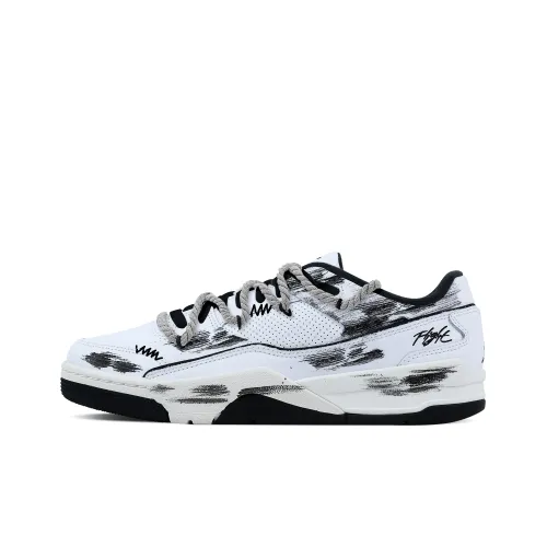 Jordan Flight Корт Gothic Knight Износостойкий Низкий Топ Винтажные Баскетбольные Кроссовки Мужские Черный Белый