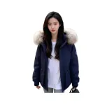 Темно-синий (Экологичный меховой воротник)