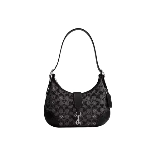 COACH Hamptons Кожа Плечевая Сумка Средний Женский Черный