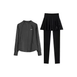 Графитовый серый комплект из двух предметов (черные штаны)