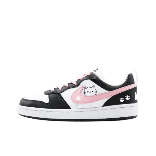 Nike Court Borough Черный Карамельно-коричневый Молоко Кошка Противоскользящий Устойчивый к истиранию Низкий Топ