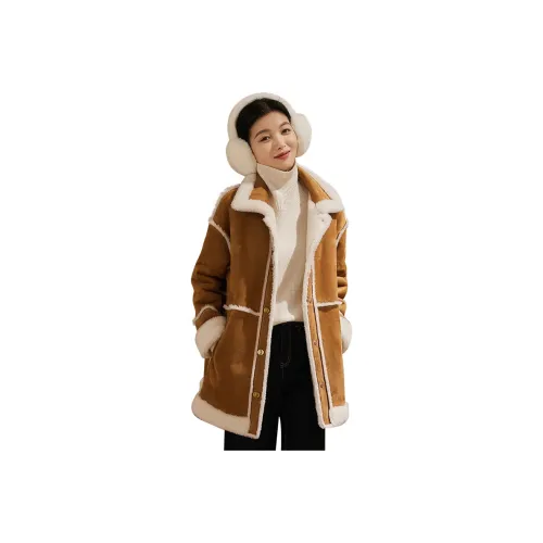 Kele Coco Винтаж Верблюжий Женские Меховые изделия