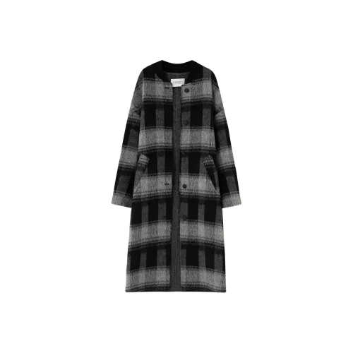 SOON FLOWER Черно-белое клетчатое женское пальто