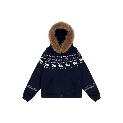 XIAOLIZI Темно-синий с флисовой подкладкой унисекс свитшоты