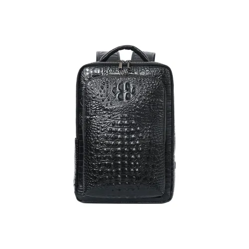 VIHUS Рюкзак из крупнозернистой текстуры коровьей кожи стандартный мужской черный