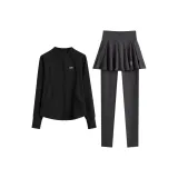 Черный комплект из двух предметов: пальто и брюки (чернильно-серый цвет)