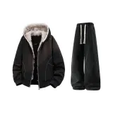 Black (Down Jacket) + Black Jeans Fleece-Lined  
Черный (Пуховик) + Черный Джинсы с Флисовой Подкладкой