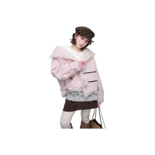 Langqing Сладкий Розовый Женский Куртки