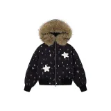 Чёрный [Съемный меховой воротник]