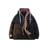 Чёрный с серым в клетку, с капюшоном