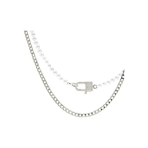 Retro Chic Латунь Белое Золото Покрытие Инкрустация Жемчужная Раковина Ожерелье Женское