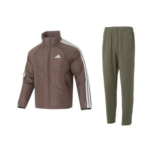 Adidas Комплект Коричневый Топ + Оливково-Зеленый Низ Мужской Повседневная Спортивная Одежда