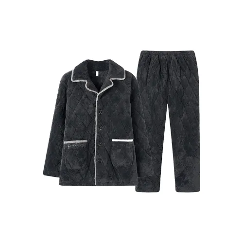 FAVMARTHA Dark Gray Men's Pajama Sets FAVMARTHA Темно-серый Мужские Пижамные Комплекты