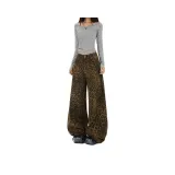 Леопардовый принт, флисовая подкладка, обычные штаны, длина тела 158-165 см