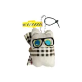 Шарф Черный Стекло Милый Глаз Shiro Кошка Кукла Украшение & Черный шнур Желтый ремешок