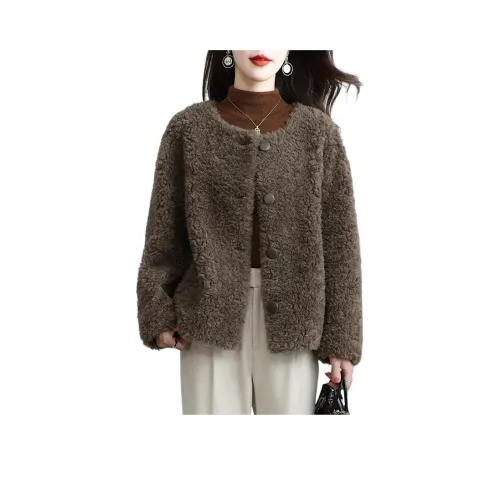 Langqing Кофе Женские Пальто