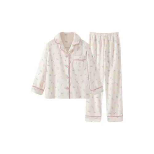 XIAOLIZI Полосатый Цветочный Женские Пижамные Комплекты