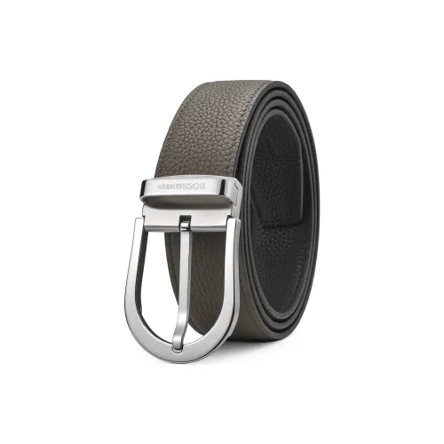 BOSSSUNWEN Ремешок из крупнозернистой текстуры коровьей кожи застежка-булавка мужской 3,5 см