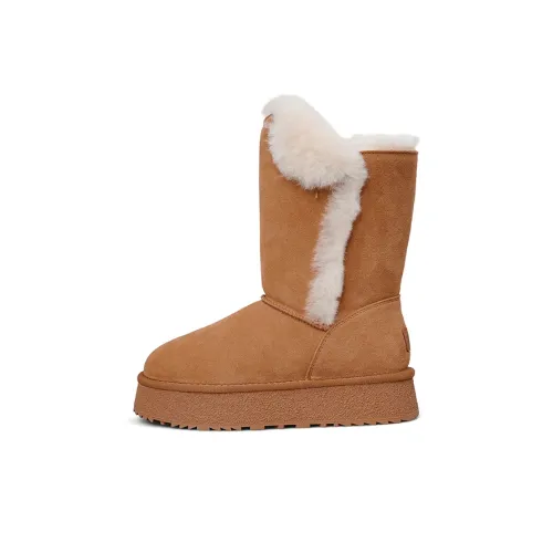 Safiya Сноубутсы 29 Оленья кожа Верблюжий цвет Женские