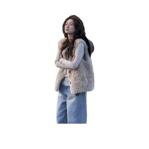 Langqing Бежевый Абрикос Женский Жилеты