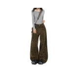 Леопардовый принт, флисовая подкладка, удлиненные брюки, длина тела более 5,4 футов