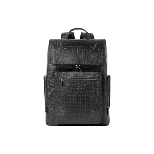 VIHUS Рюкзак из крупнозернистой текстуры коровьей кожи стандартный мужской черный