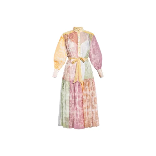 Zimmermann Длинное платье с длинными рукавами женское оранжевое