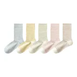 [5 пачек, носки Crew] Синий + Белый, Желтый + Белый, Зеленый + Белый, Розовый + Белый, Шоколадный