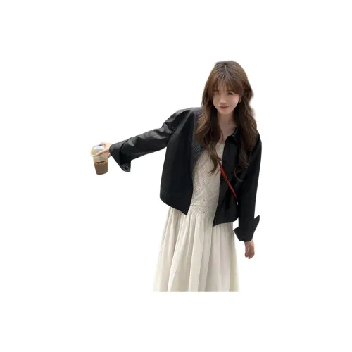 Langqing Кожа Куртка Женская