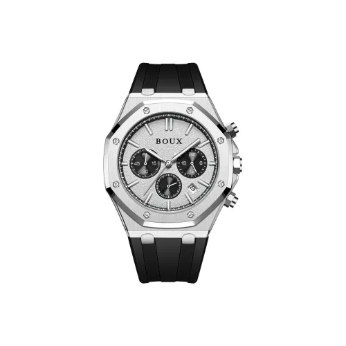 BOUX Galaxy Series Кварцевый механизм Силиконовый ремешок Часы Мужские Черный циферблат