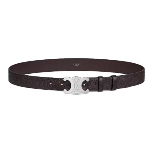 CELINE Телячья кожа Кожаные ремни Мужской Эспрессо Ширина корпуса 3 см
