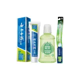 Трехкомпонентный комплект: Мятный зубная паста 185 г + прозрачная зубная щетка + ополаскивающее средство для рта 100 мл