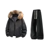 Чёрный + Чёрный Джинсы с Флисовой Подкладкой