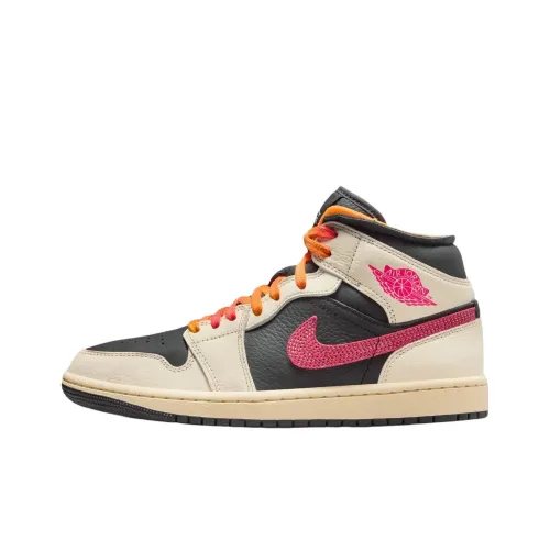 Jordan Air Jordan 1 MID Топ Винтажные Баскетбольные Кроссовки Унисекс Бежевый