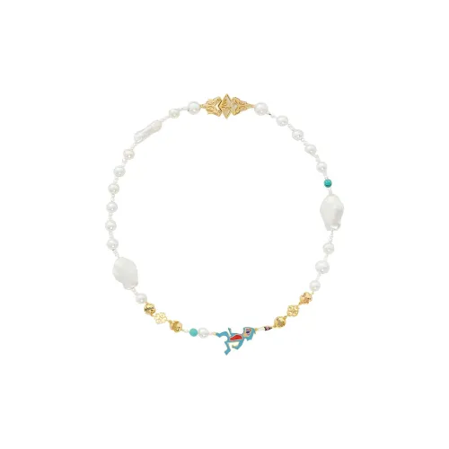 GLACIERBOY Baroque Pearl 14K Золотой Покрытый Медный Акриловый Шар Капельная Глазурь Ожерелье Унисекс Золото