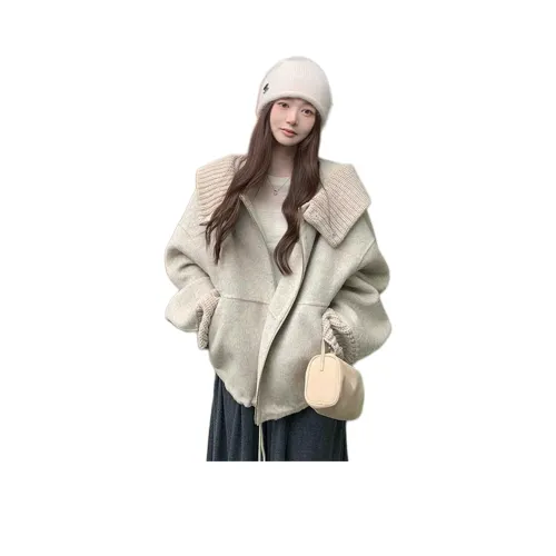 Langqing Цветочный абрикосовый с подарками Langqing Наклеенный Женское пальто