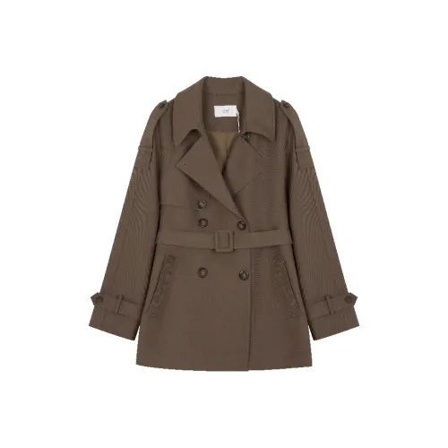 Mo Han Yi Mei Тренчкот Женский Кофейный Коричневый