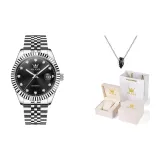 Стальной браслет Глубокий черный [Оригинальная коробка + ожерелье]