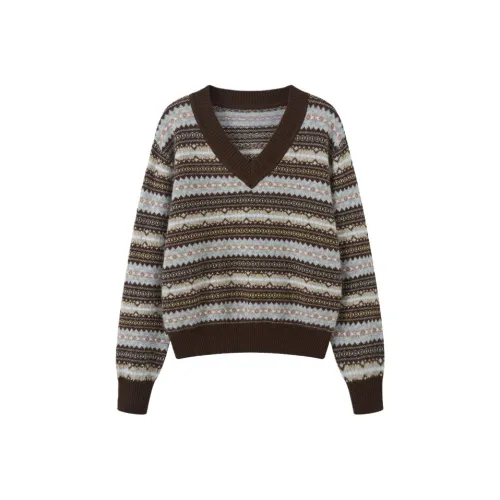 LIUXUZIZHI Синие Тонированные Коричневые Унисекс Свитера